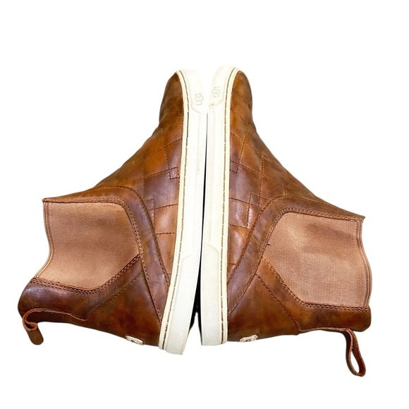 UGG caramel tan Hollyn Quilted Slip-On leather sneaker Chelsea Boots size 7.5 - Picture 5 of 10